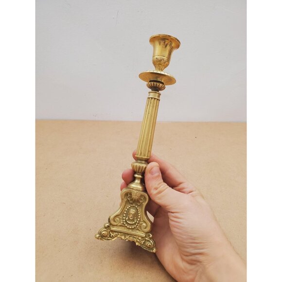 brass candlestick holder - vintage brass - candlestick - vintage home decor - - Picture 13 of 14